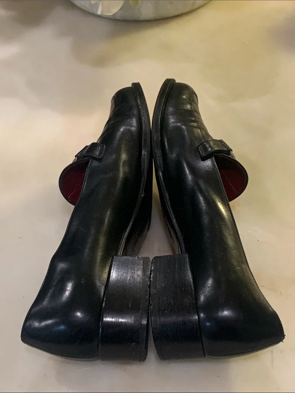 Salvatore Ferragamo Black Leather Loafers with Silver Buckle